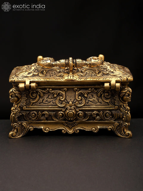 8" Brass Designer Jewelry Box | Handmade | Made In India