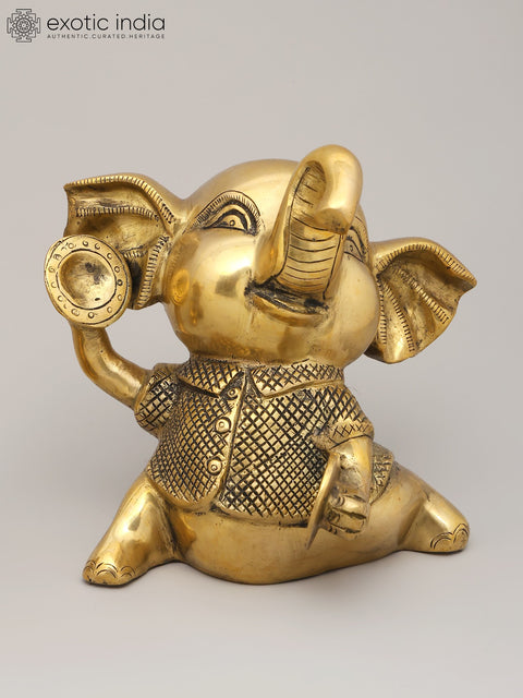 7" Joyful Musical Baby Elephant Trio | Set of Three Brass Statues | Home Decor