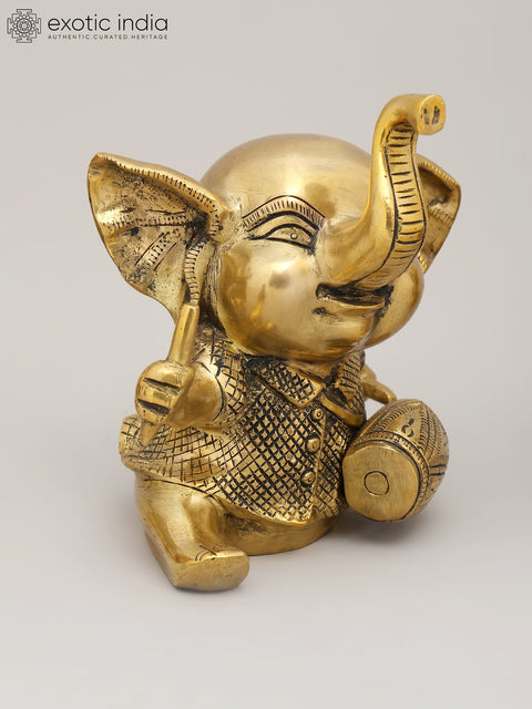 7" Joyful Musical Baby Elephant Trio | Set of Three Brass Statues | Home Decor