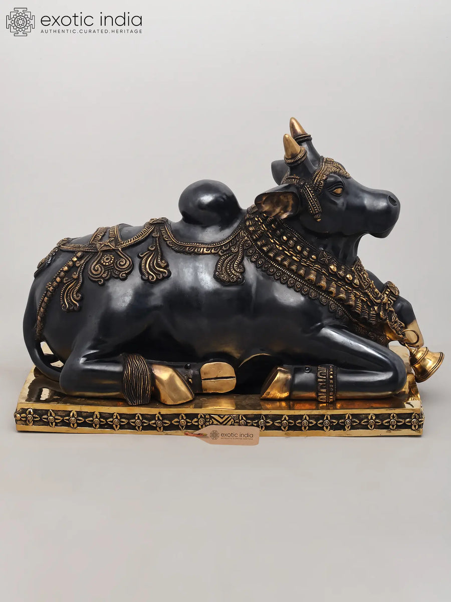 24" Handmade Brass Nandi Statue for Pooja and Home Decor