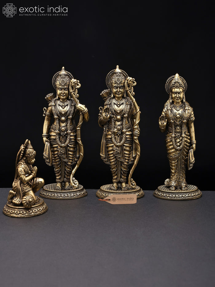 5" Shri Ram Darbar Handmade Brass Statue Set of Four
