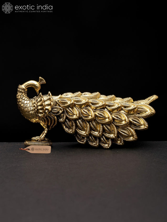 Small Superfine Peacock Figurine | Table Decor | Brass Statue