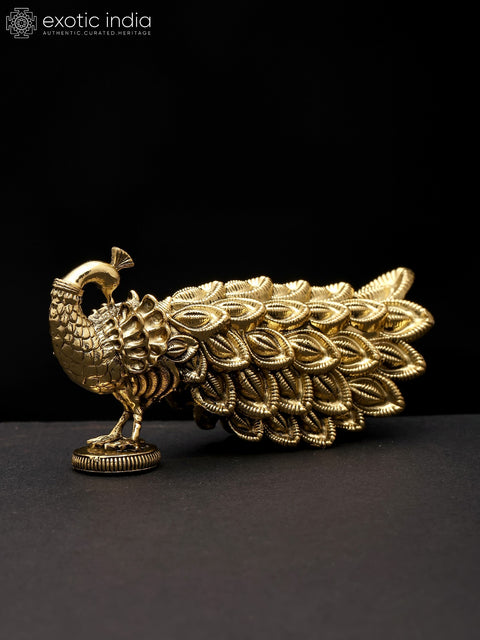 Small Superfine Peacock Figurine | Table Decor | Brass Statue