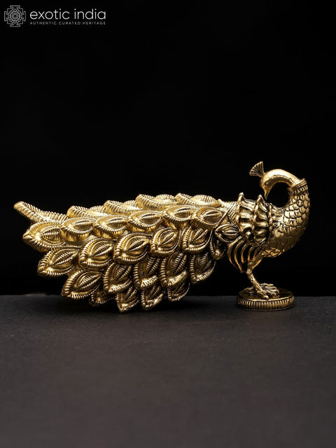Small Superfine Peacock Figurine | Table Decor | Brass Statue