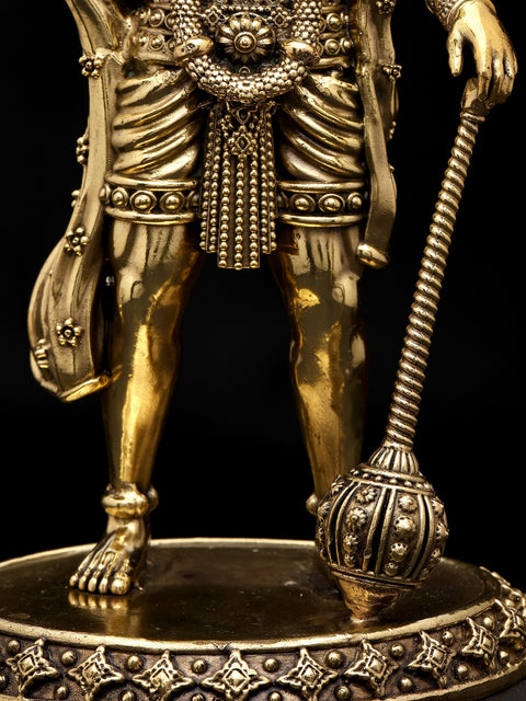 9" Standing Lord Hanuman in Blessing Gesture | Brass Statue