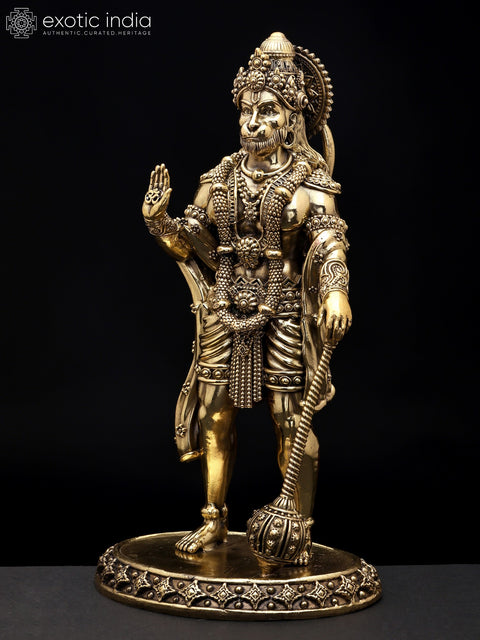 9" Standing Lord Hanuman in Blessing Gesture | Brass Statue