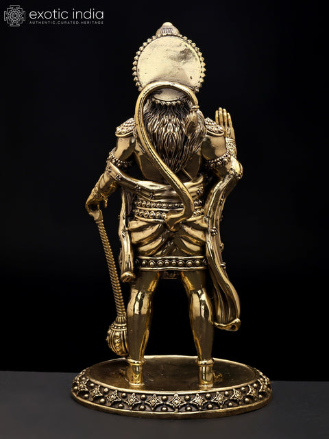 9" Standing Lord Hanuman in Blessing Gesture | Brass Statue
