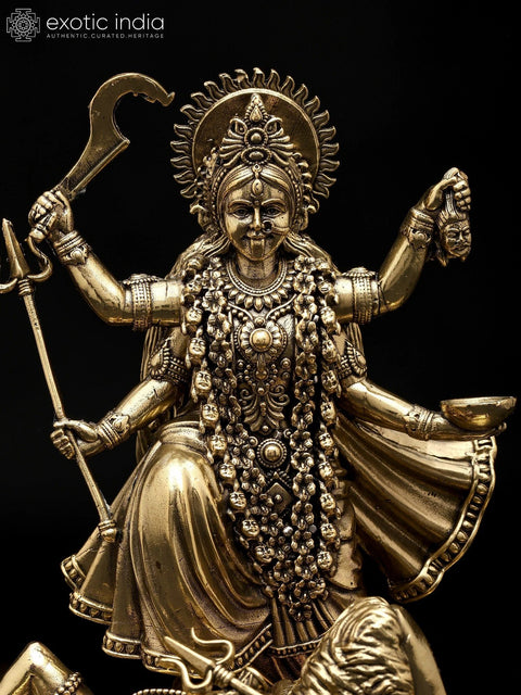 5" Small Superfine Goddess Kali Standing on Lord Shiva | Brass Statue