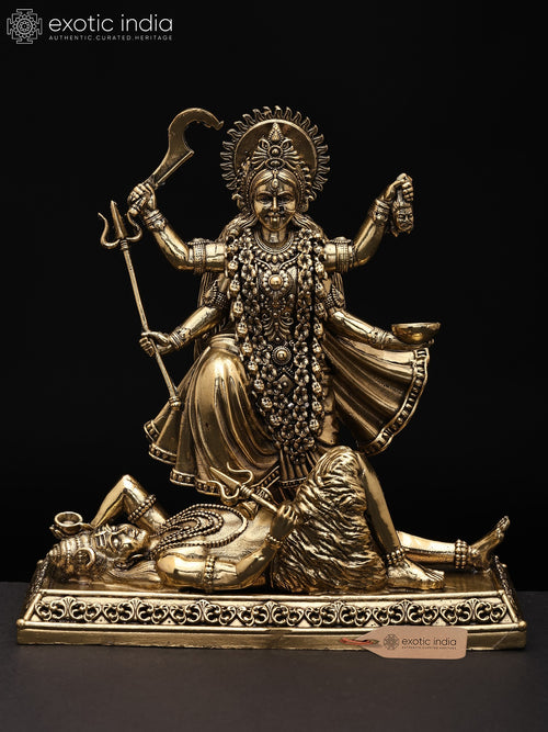 5" Brass Goddess Kali Standing on Shiva Statue Handmade