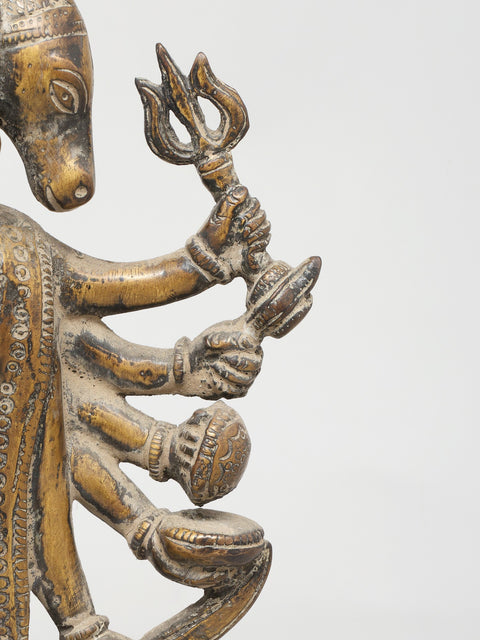9" Standing Ten Armed Panchamukhi Lord Hanuman | Brass Statue