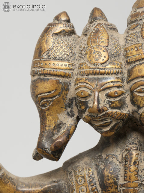 9" Standing Ten Armed Panchamukhi Lord Hanuman | Brass Statue