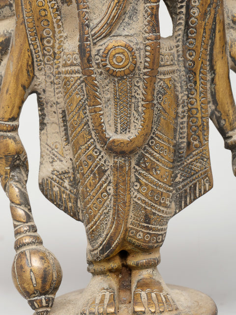 9" Standing Ten Armed Panchamukhi Lord Hanuman | Brass Statue