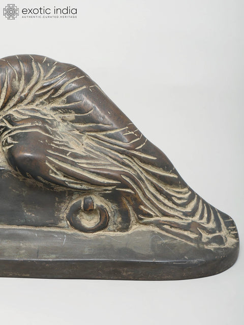 10" Art of Love and Loss - Reclining Woman by a Tomb | Brass Statue