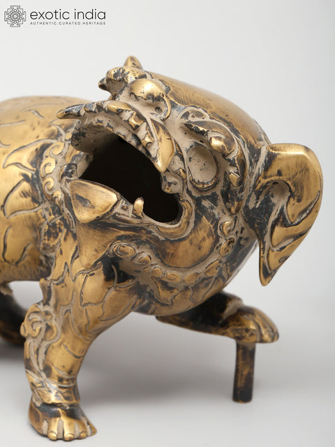 9" Foo Dog Inspired Mythical Guardian | Brass Statue