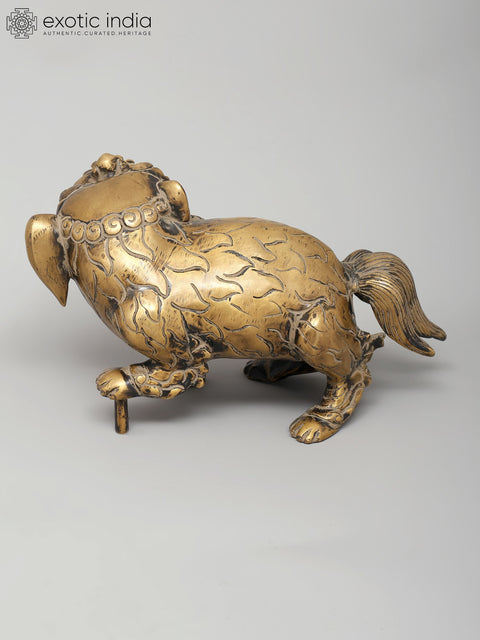 9" Foo Dog Inspired Mythical Guardian | Brass Statue