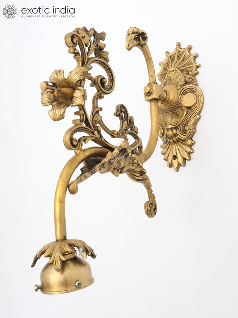 13" Stylish Brass Wall Lamp Bracket - Ornate Floral & Animal Design | Home Decor