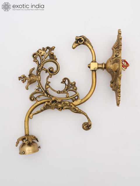 13" Stylish Brass Wall Lamp Bracket - Ornate Floral & Animal Design | Home Decor