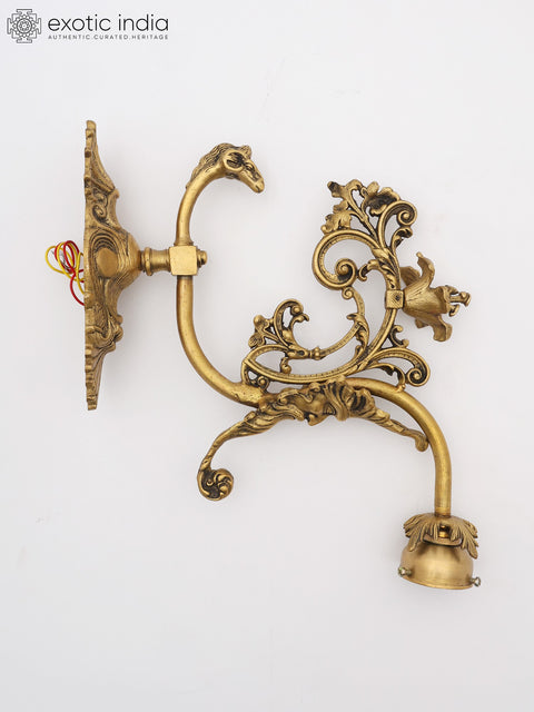 13" Stylish Brass Wall Lamp Bracket - Ornate Floral & Animal Design | Home Decor