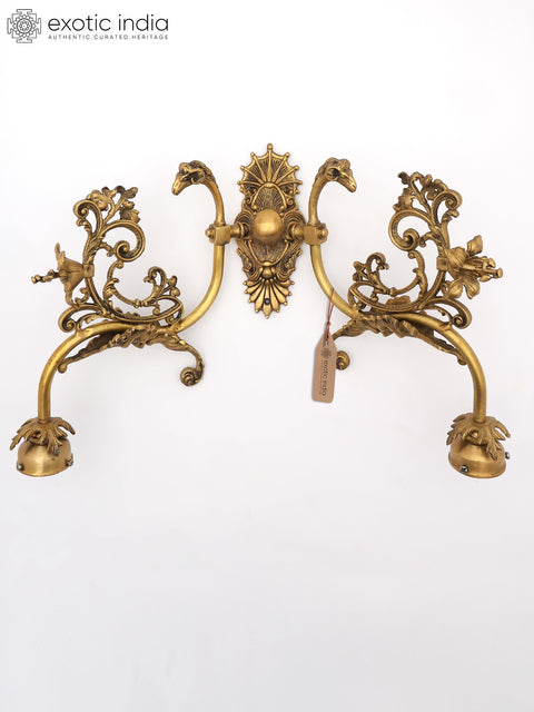 25" Designer Brass Wall Lamp Brackets - Ornate Design with Electric Bulb Provision | Home Decor