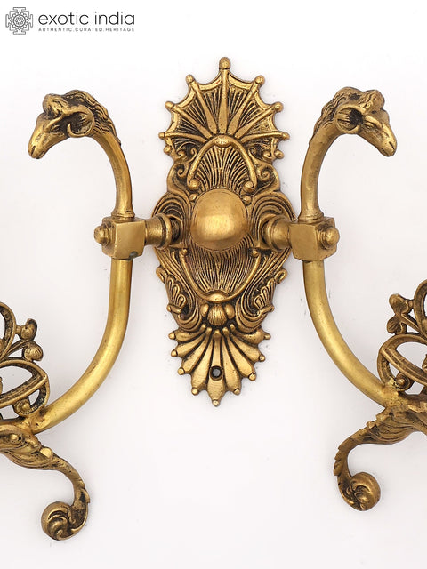 25" Designer Brass Wall Lamp Brackets - Ornate Design with Electric Bulb Provision | Home Decor