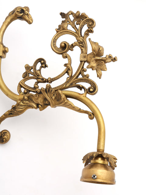 25" Designer Brass Wall Lamp Brackets - Ornate Design with Electric Bulb Provision | Home Decor