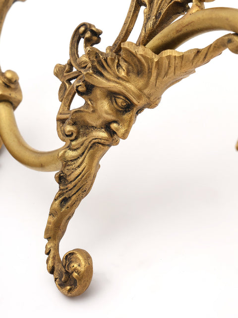25" Designer Brass Wall Lamp Brackets - Ornate Design with Electric Bulb Provision | Home Decor