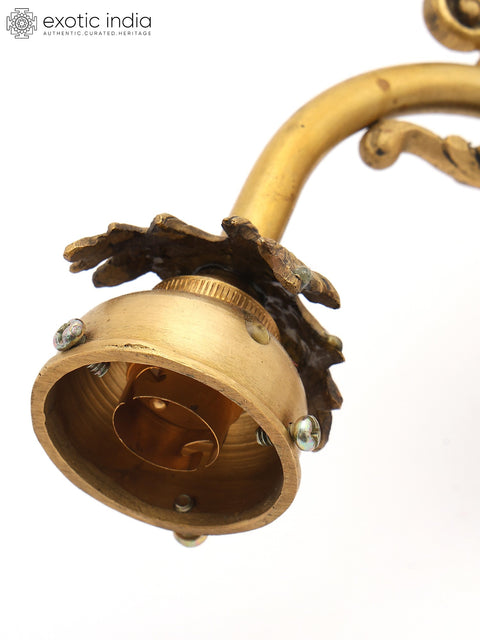 25" Designer Brass Wall Lamp Brackets - Ornate Design with Electric Bulb Provision | Home Decor