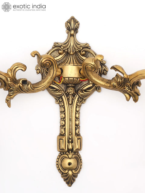 20" Elegant Brass Wall Lamp Brackets - Floral Patterns with Light Bulb Provision | Home Decor