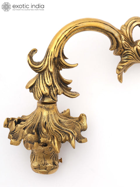 20" Elegant Brass Wall Lamp Brackets - Floral Patterns with Light Bulb Provision | Home Decor