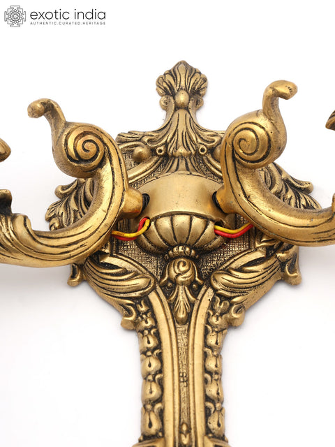 20" Elegant Brass Wall Lamp Brackets - Floral Patterns with Light Bulb Provision | Home Decor