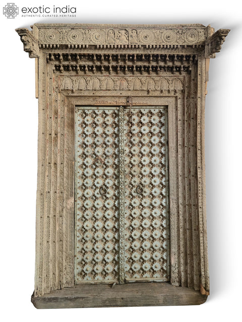 103" Large Traditional Aesthetic Design Wooden Door With Frame