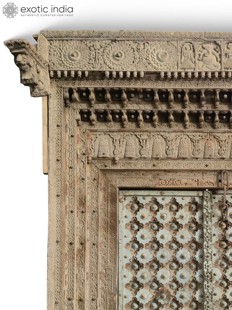 103" Large Traditional Aesthetic Design Wooden Door With Frame