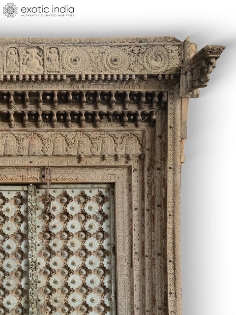 103" Large Traditional Aesthetic Design Wooden Door With Frame