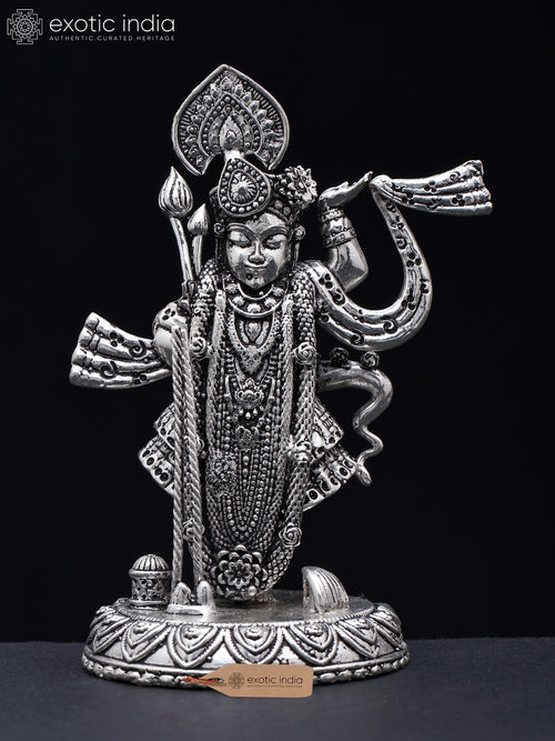 4" Shrinathji Silver Plated Brass Idol for Pooja