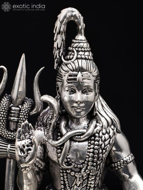 Small Superfine Blessing Lord Shiva | Silver Plated Brass Statue