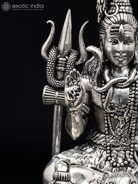 Small Superfine Blessing Lord Shiva | Silver Plated Brass Statue