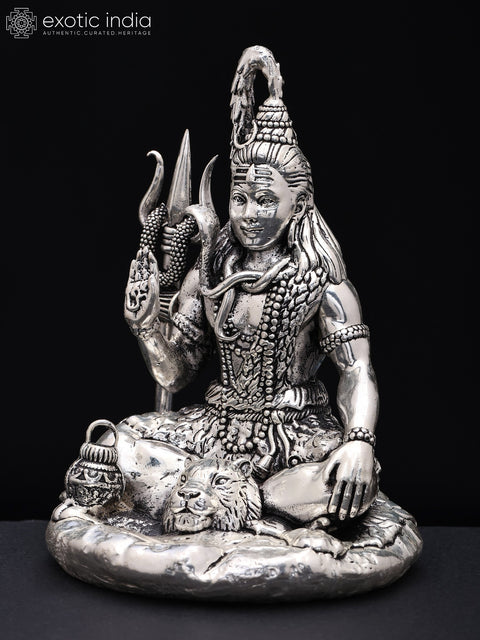 Small Superfine Blessing Lord Shiva | Silver Plated Brass Statue