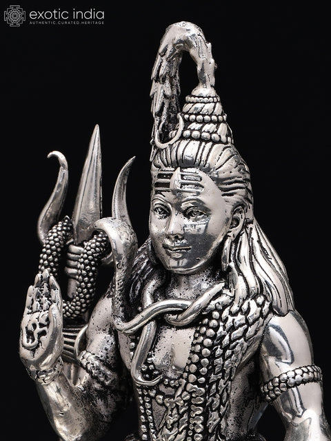 Small Superfine Blessing Lord Shiva | Silver Plated Brass Statue
