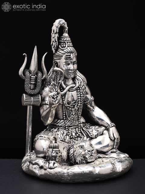 Small Superfine Blessing Lord Shiva | Silver Plated Brass Statue