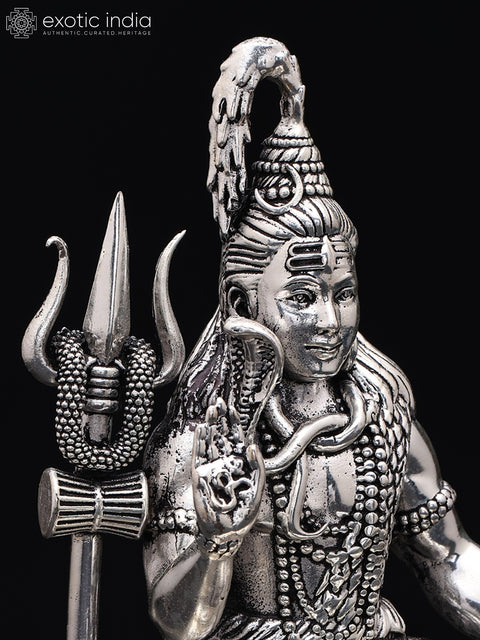 Small Superfine Blessing Lord Shiva | Silver Plated Brass Statue