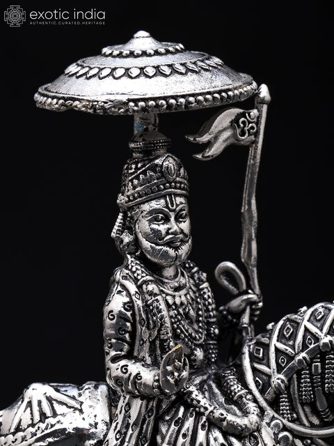 4" Small Superfine Baba Ramdev Pir | Silver Plated Brass Statue