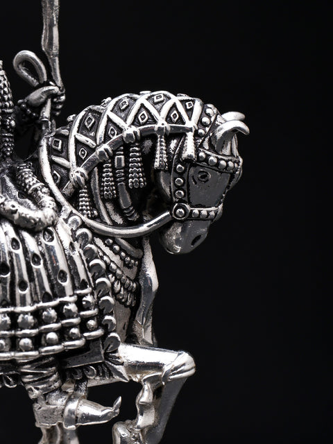 4" Small Superfine Baba Ramdev Pir | Silver Plated Brass Statue
