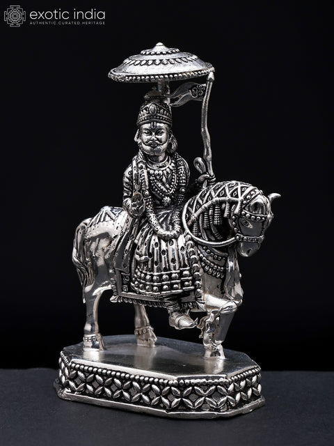 4" Small Superfine Baba Ramdev Pir | Silver Plated Brass Statue