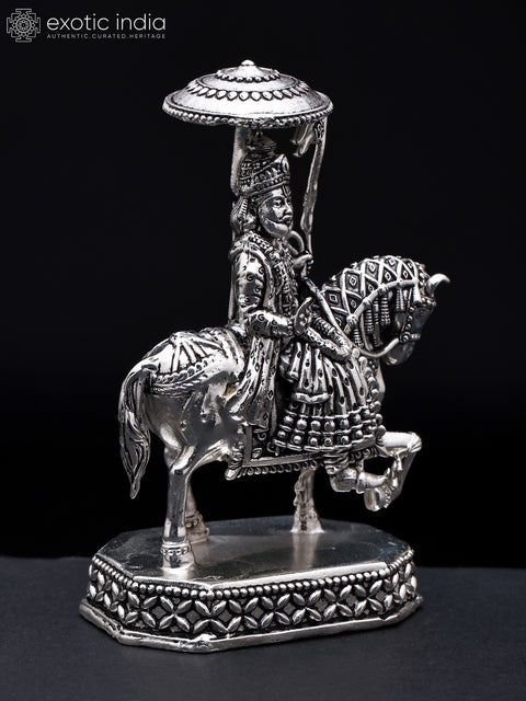 4" Small Superfine Baba Ramdev Pir | Silver Plated Brass Statue