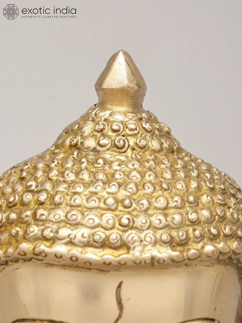 6" Small Wall Hanging Buddha Head | Brass Statue with Inlay Work