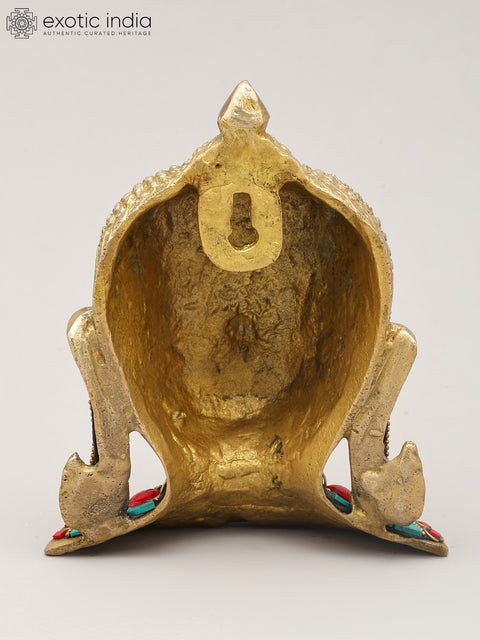 6" Small Wall Hanging Buddha Head | Brass Statue with Inlay Work