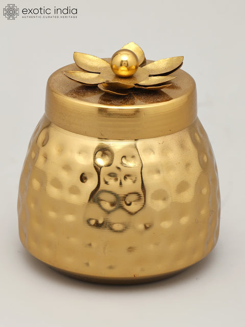4" Small Designer Kitchen Jar/Container | Brass Item