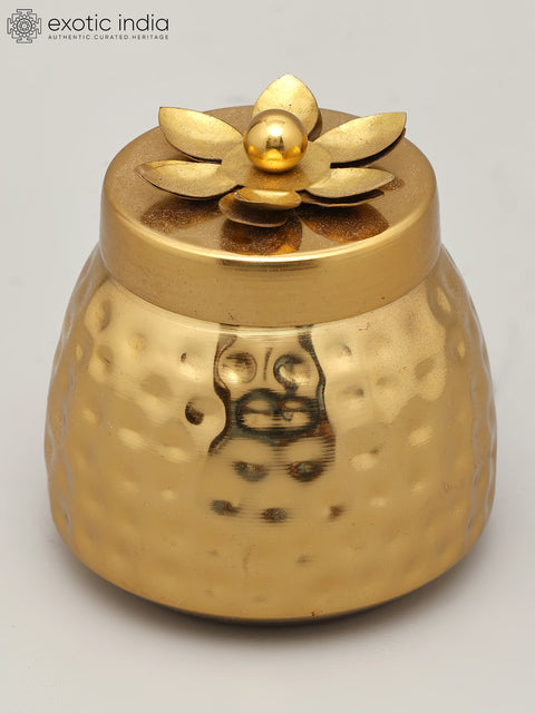 4" Small Designer Kitchen Jar/Container | Brass Item