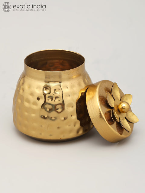 4" Small Designer Kitchen Jar/Container | Brass Item