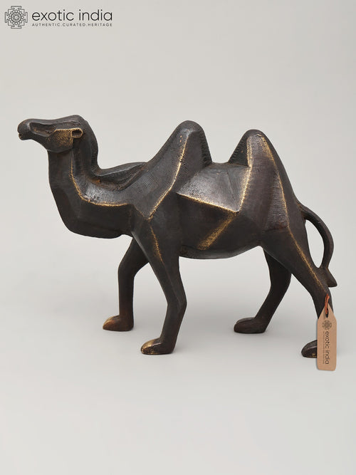 9" Stylized Brass Camel Statue for Home Decor